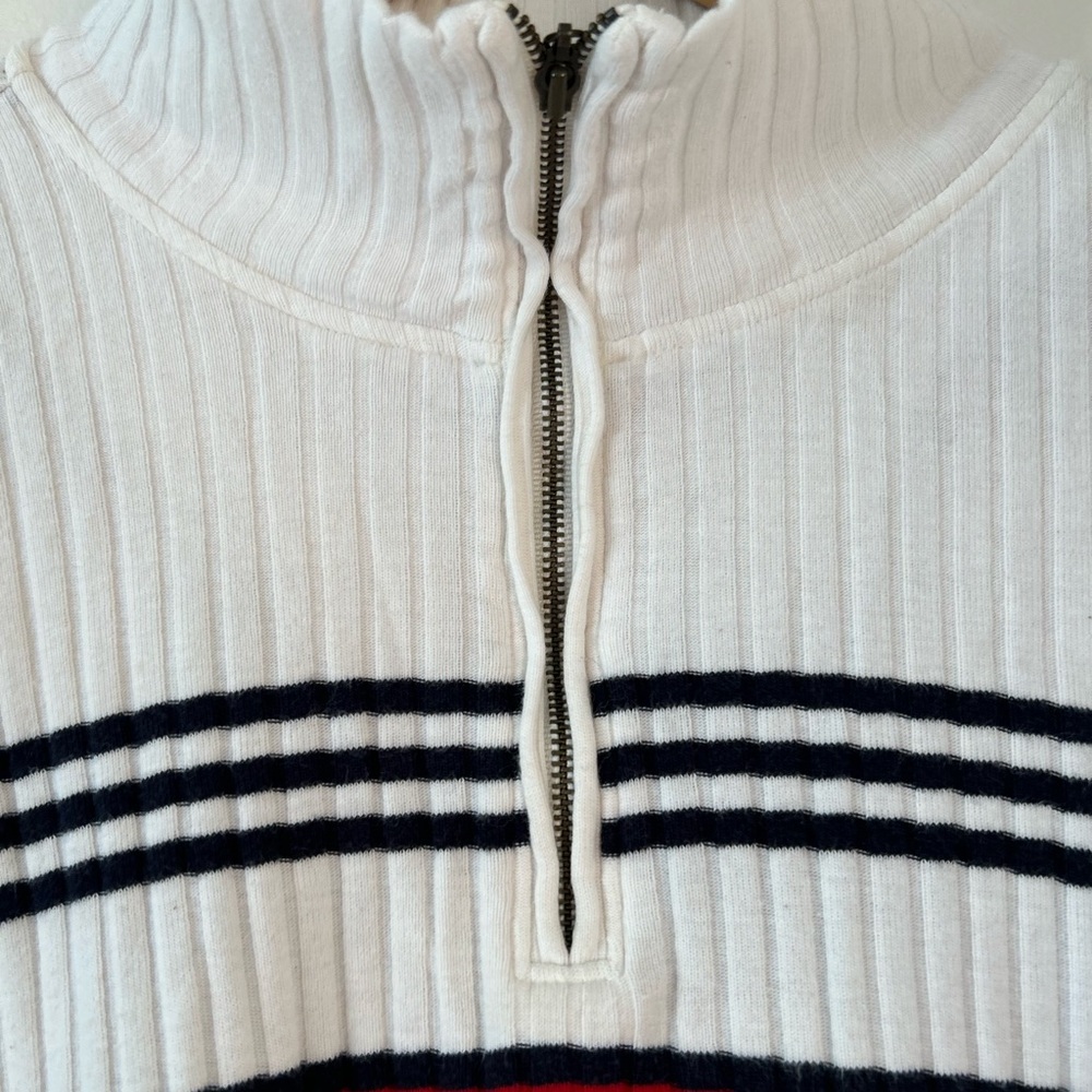 Tommy Hilfiger White Sweater with Red and Black Stripes 90’s Y2K - Picture 2 of 5